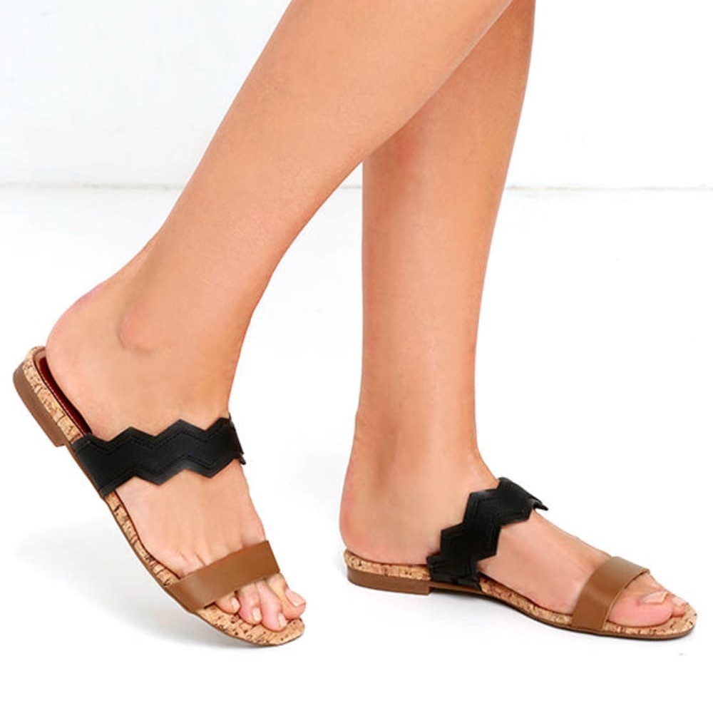 Circus by Sam Edelman Gia Saddle Black Slide Sandals Size 6.5